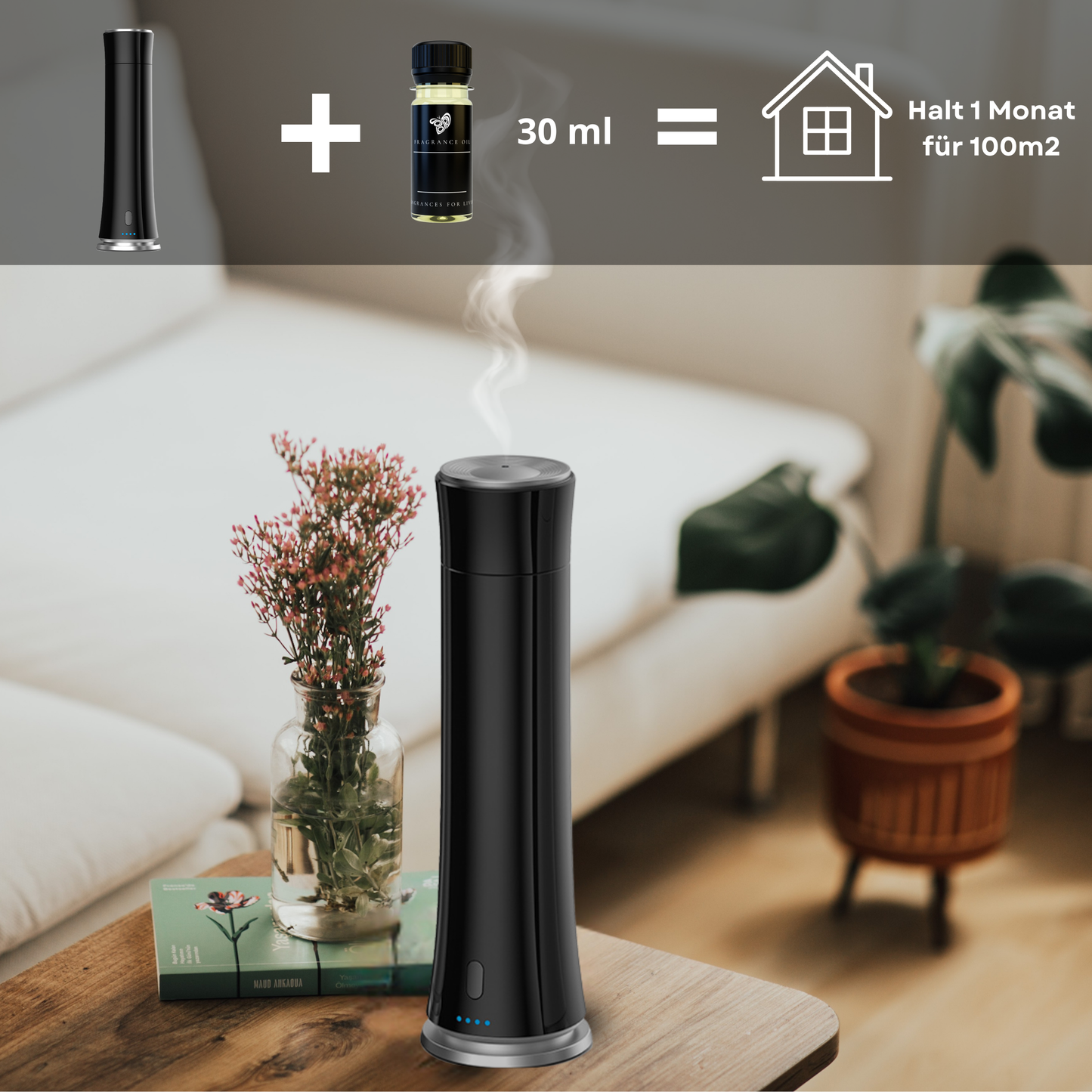 Aroma Diffuser Wasserlos Fernbedienung CH100 Schwarz <100 m2