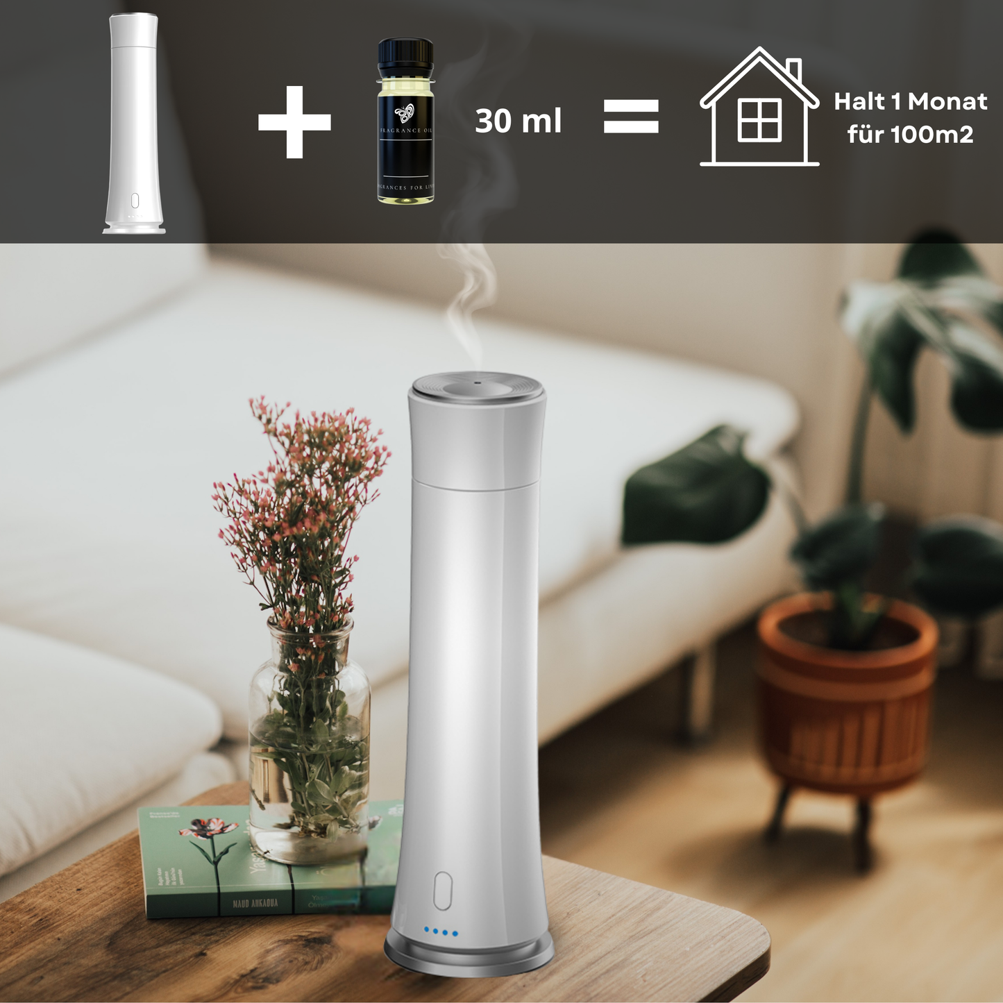 Aroma Diffuser Wasserlos Fernbedienung CH100 Weiß <100 m2