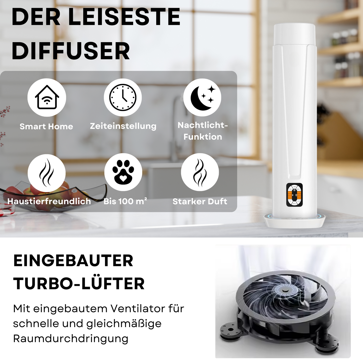 Aroma Diffuser Wasserlos WI-FI/BLUETOOTH/Fernbedienung CH101 Weiß <100 m2