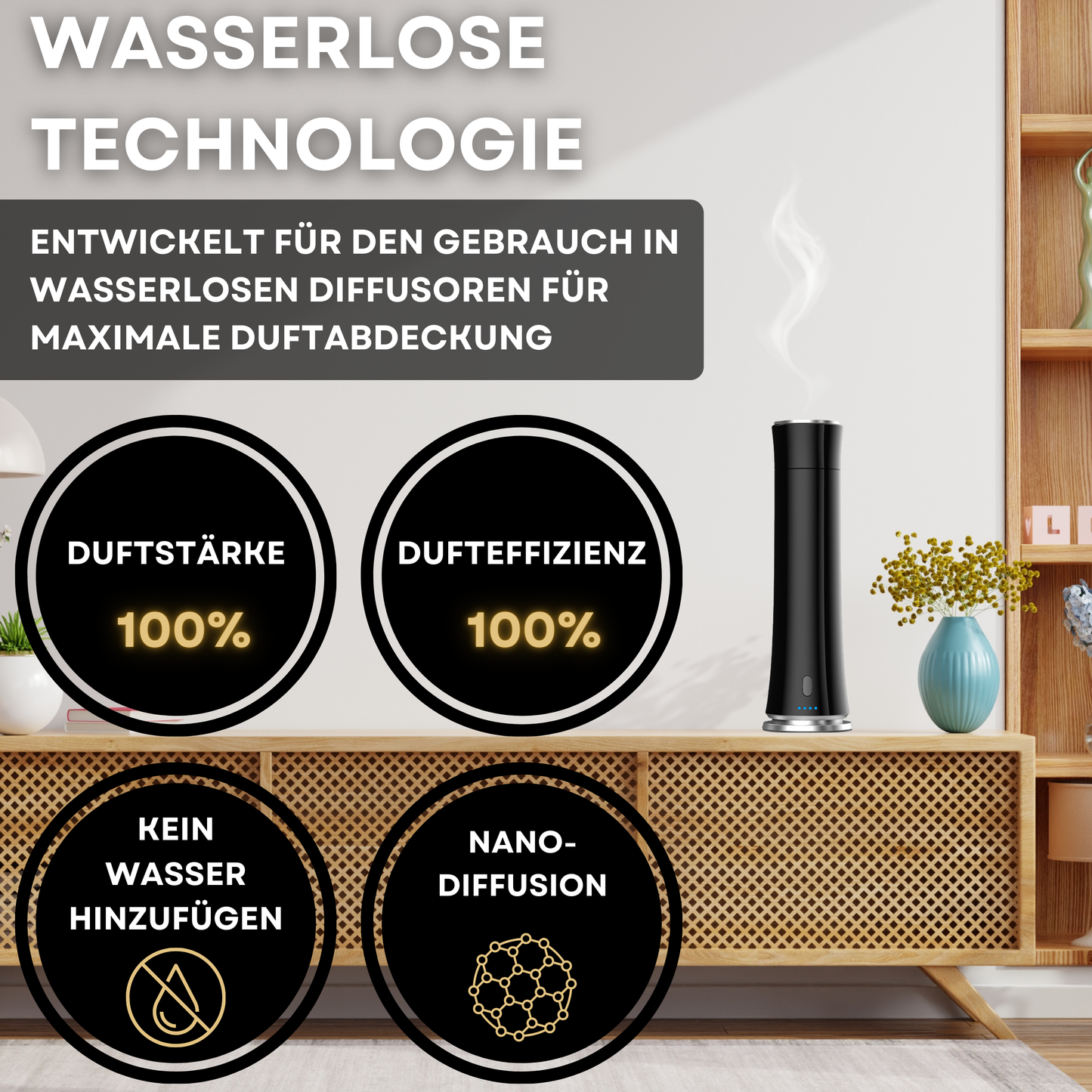 Aroma Diffuser Wasserlos Fernbedienung CH100 Schwarz <100 m2
