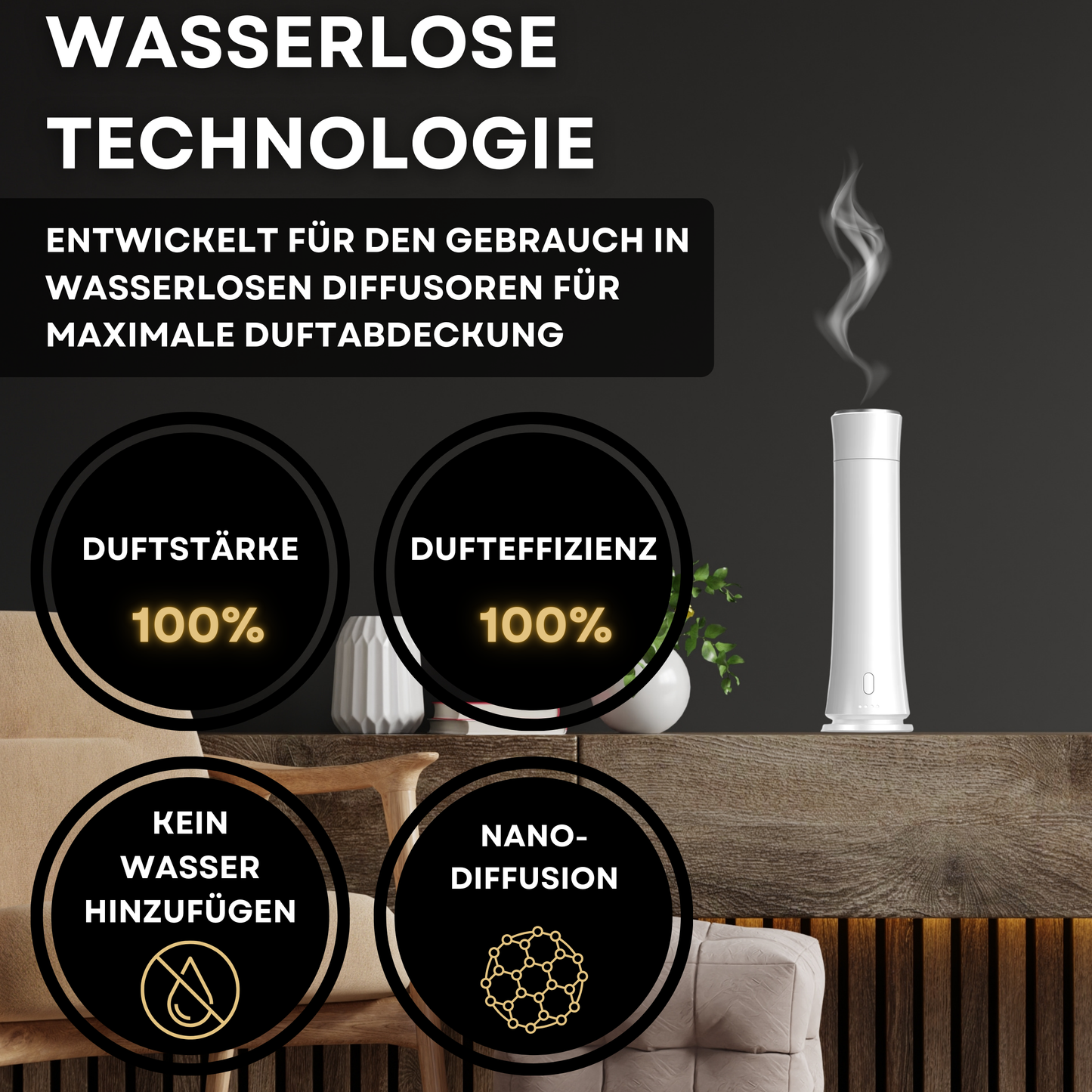 Aroma Diffuser Wasserlos Fernbedienung CH100 Weiß <100 m2