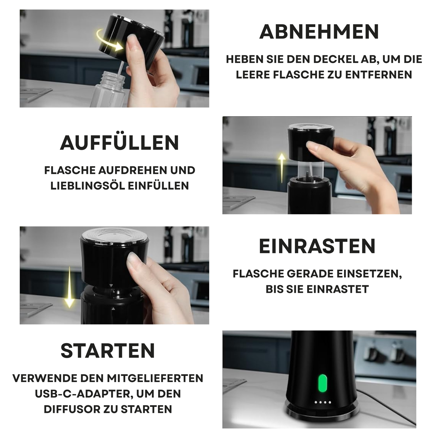 Aroma Diffuser Wasserlos Fernbedienung CH100 Schwarz <100 m2