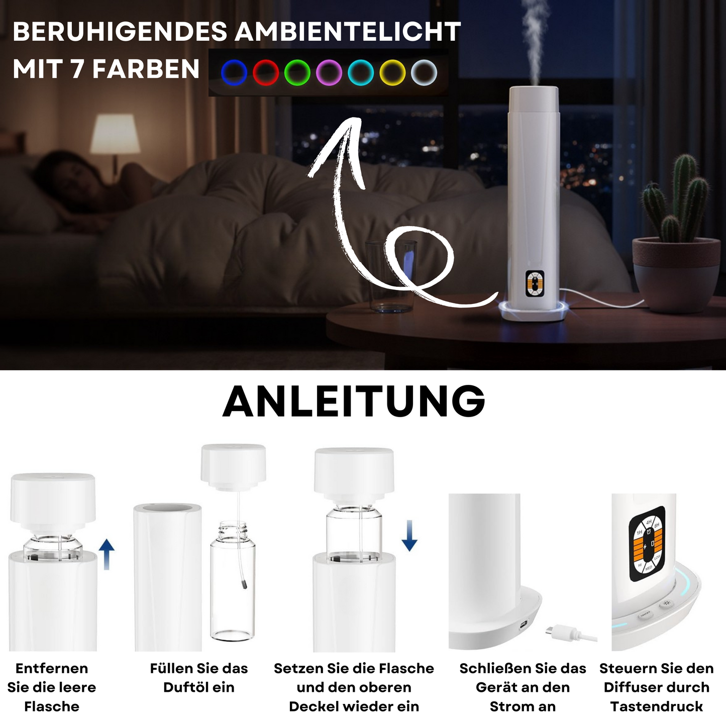 Aroma Diffuser Wasserlos WI-FI/BLUETOOTH/Fernbedienung CH101 Weiß <100 m2
