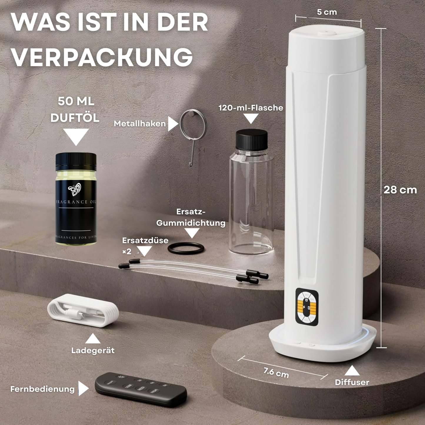 Aroma Diffuser Wasserlos WI-FI/BLUETOOTH/Fernbedienung CH101 Weiß <100 m2