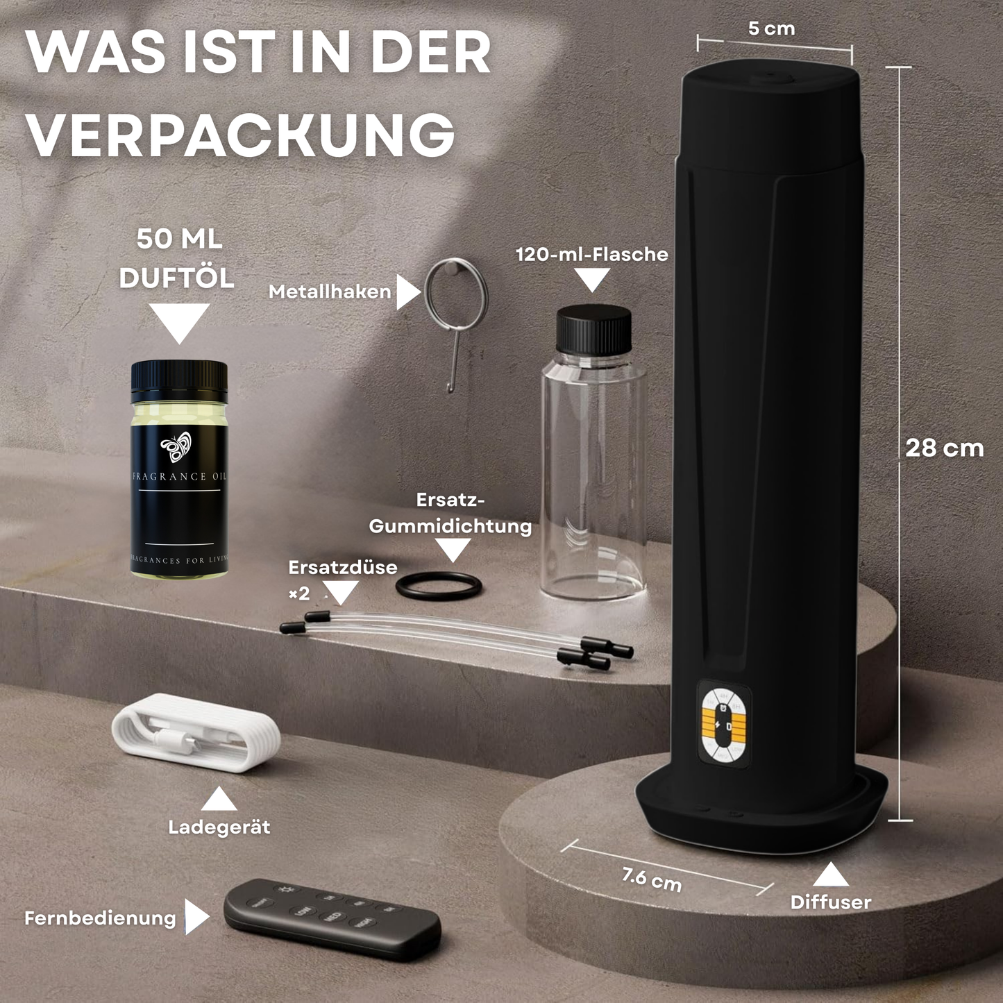 Aroma Diffuser Wasserlos WI-FI/Bluetooth/Fernbedienung CH101 Schwarz <100 m2