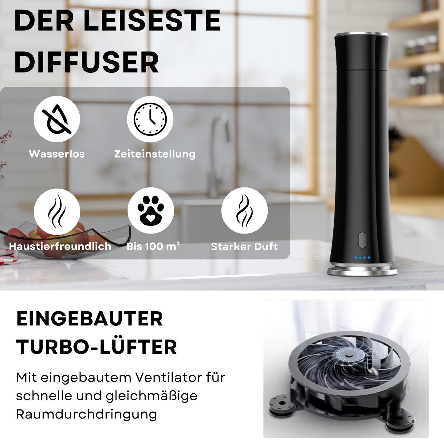 Aroma Diffuser Wasserlos Fernbedienung CH100 Schwarz <100 m2