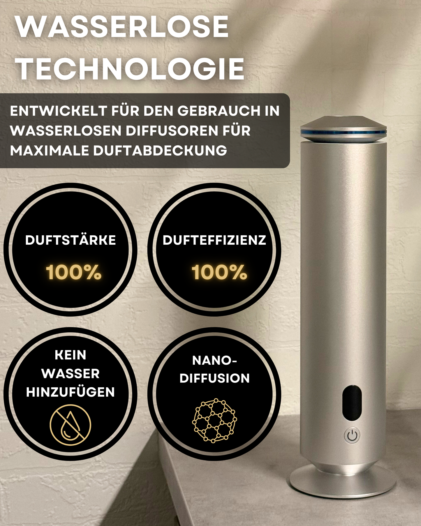 Aroma Diffuser Wasserlos Fernbedienung CH123 Silber <100 m2