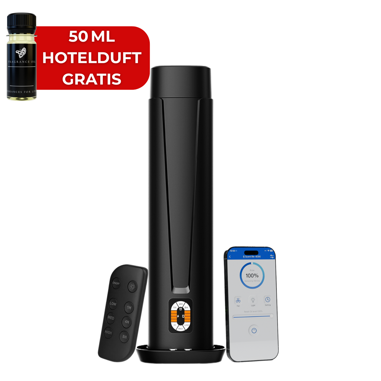 Aroma Diffuser Wasserlos WI-FI/Bluetooth/Fernbedienung CH101 Schwarz <100 m2