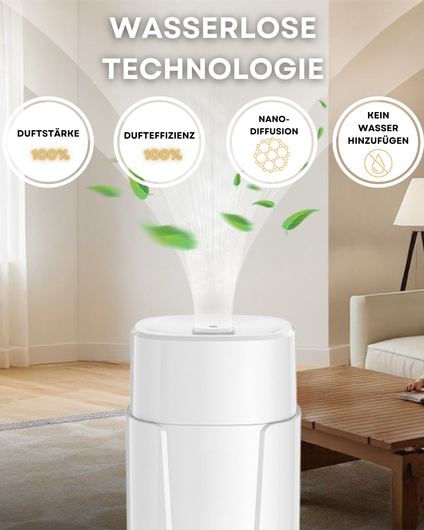 Aroma Diffuser Wasserlos WI-FI/Fernbedienung CH101 Weiß <100 m2