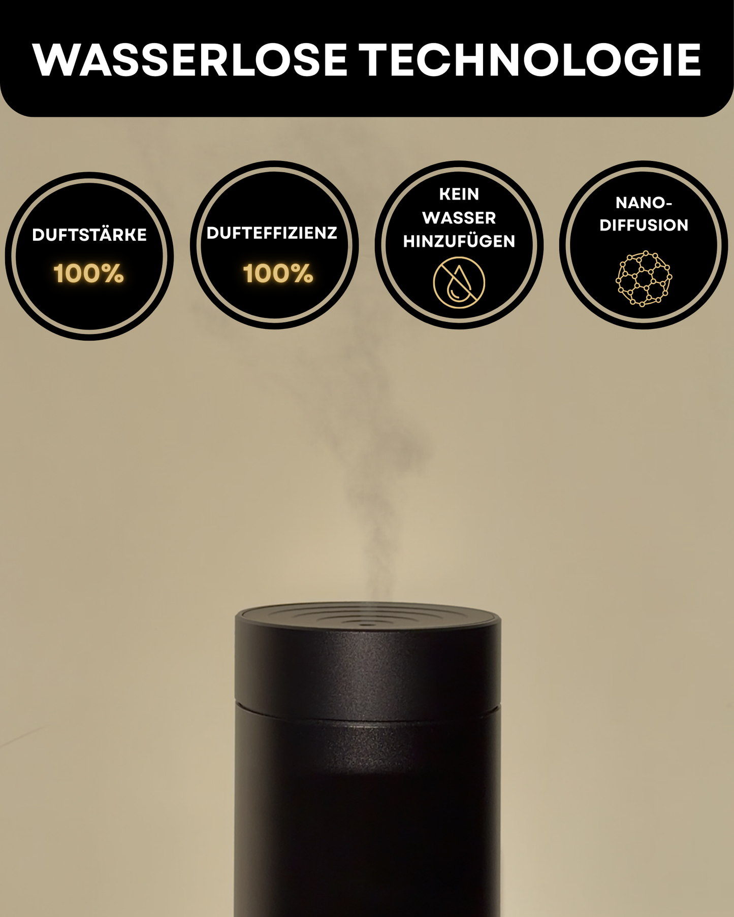 Aroma Diffuser wasserlos CH150 Schwarz Technologie