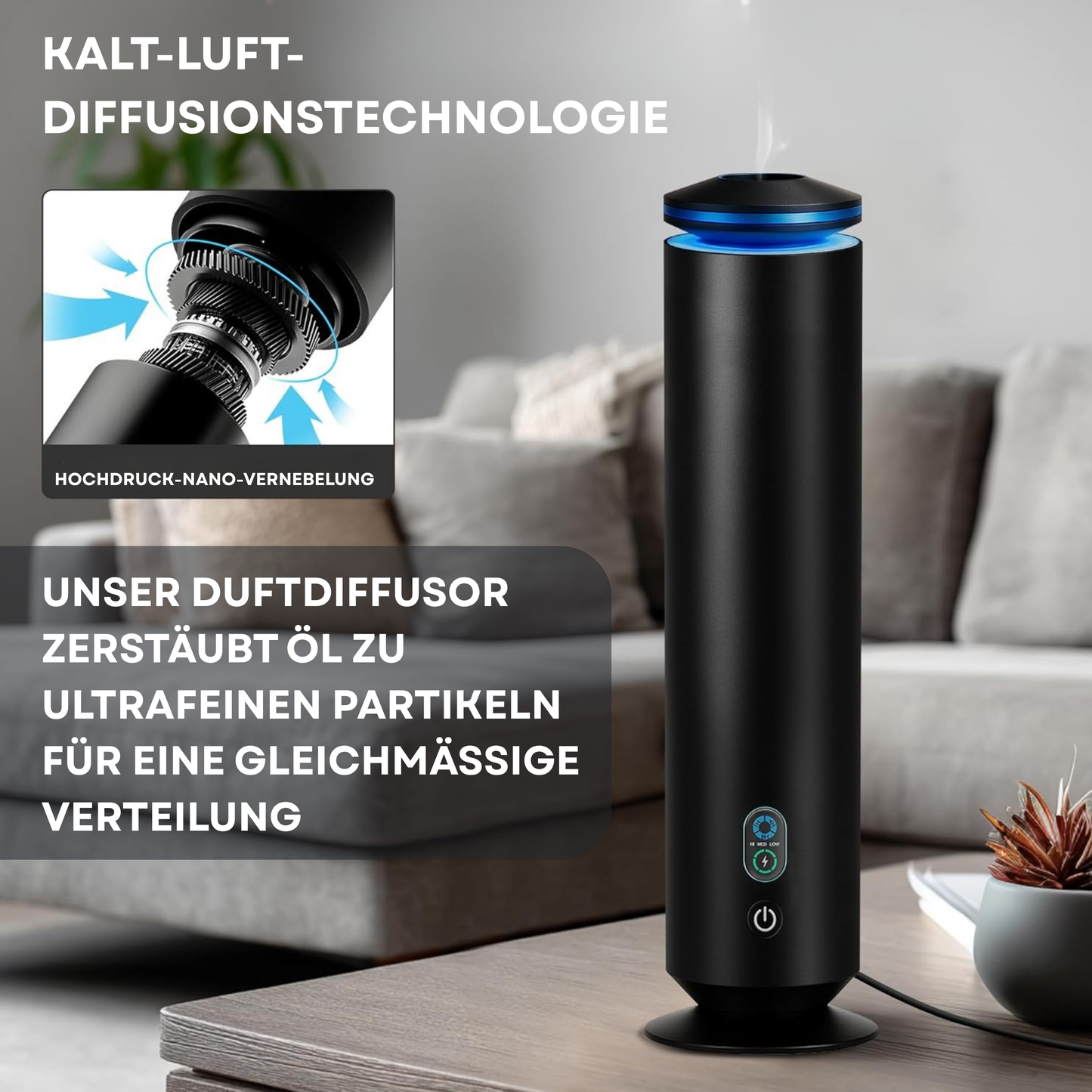 Aroma Diffuser Wasserlos Fernbedienung CH123 Schwarz <100 m2