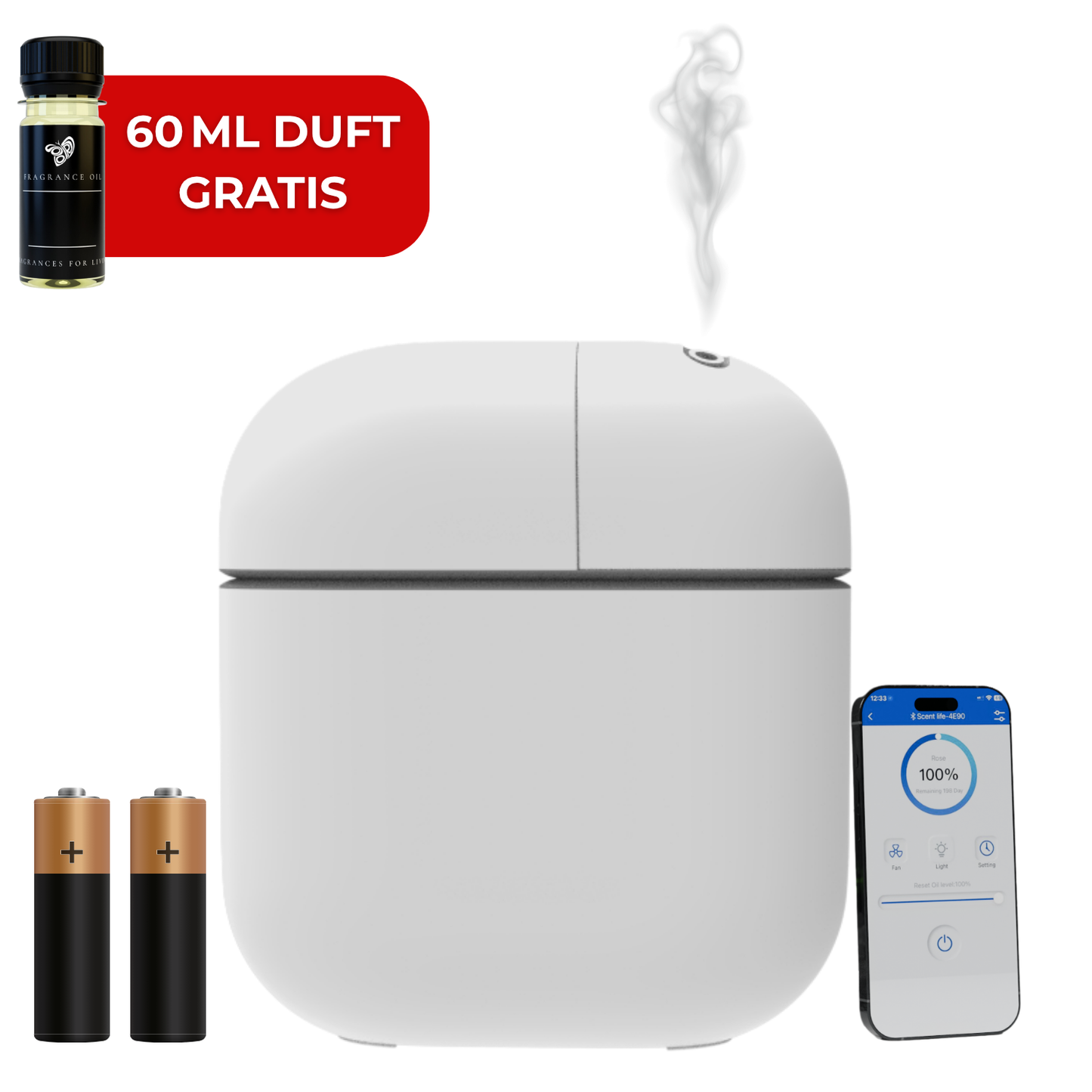Aroma Diffuser Wasserlos Bluetooth CH118 Weiß <150 m2