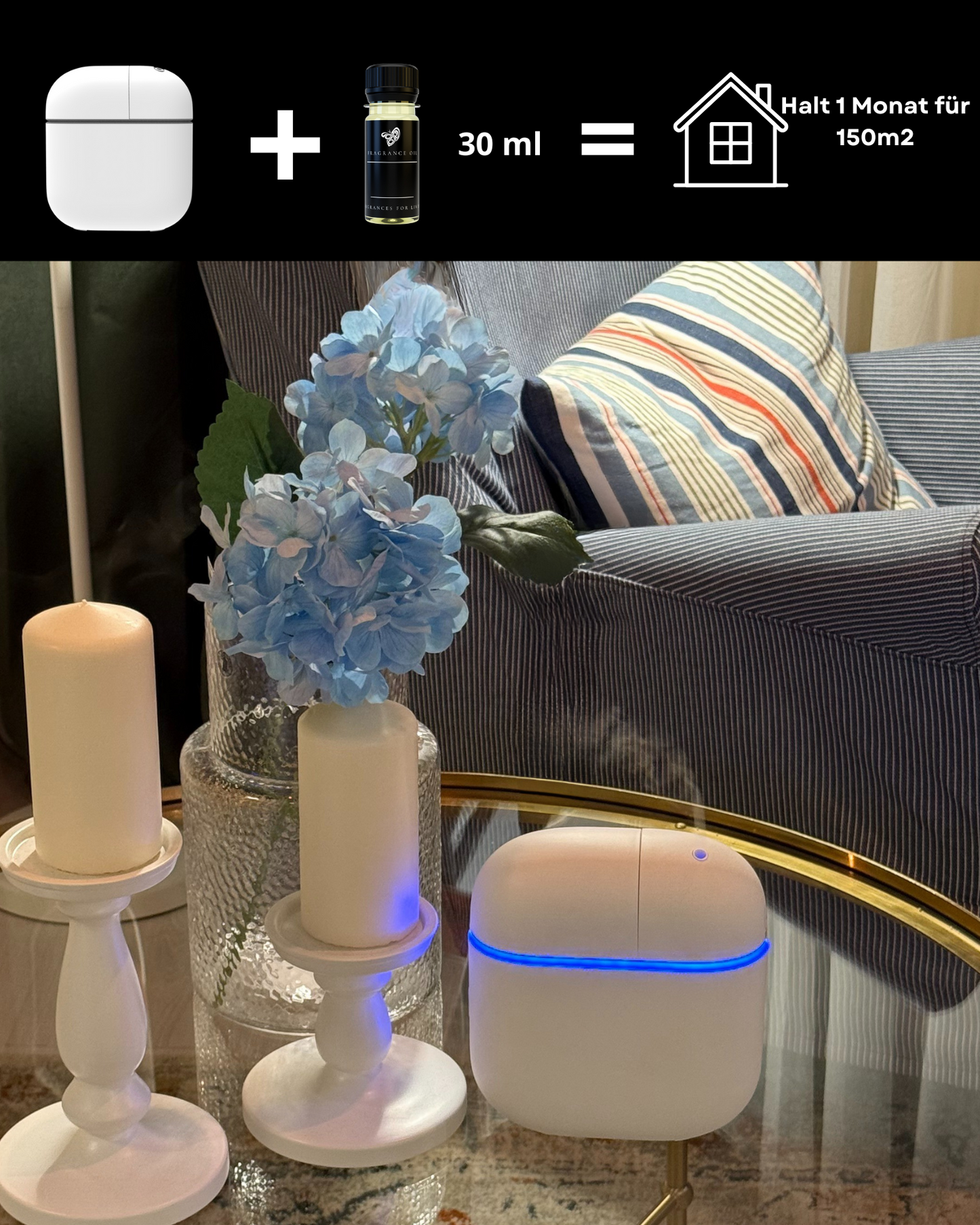 Aroma Diffuser Wasserlos Bluetooth CH118 Weiß <150 m2