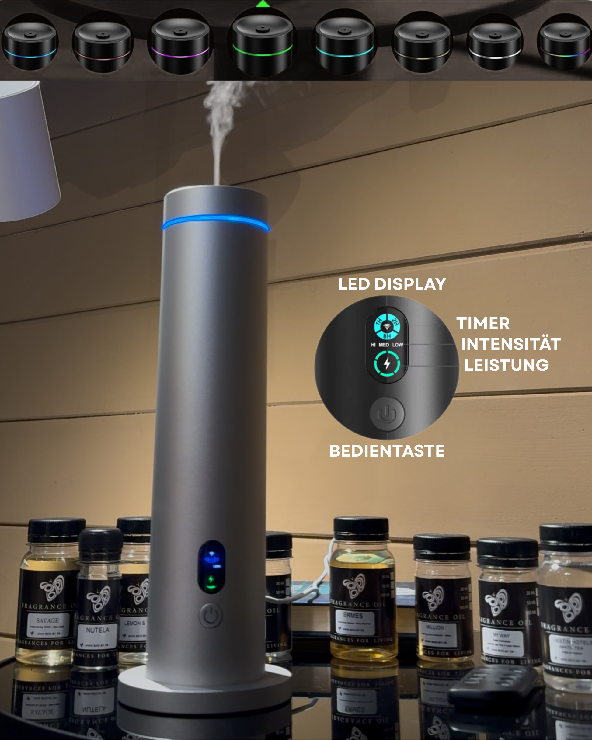Aroma Diffuser CH124 Silber im Einsatz im Innenraum