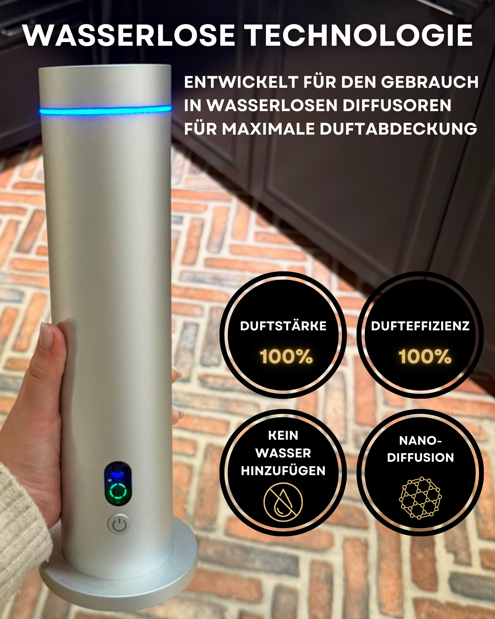 Aroma Diffuser wasserlos CH124 Silber Technologie