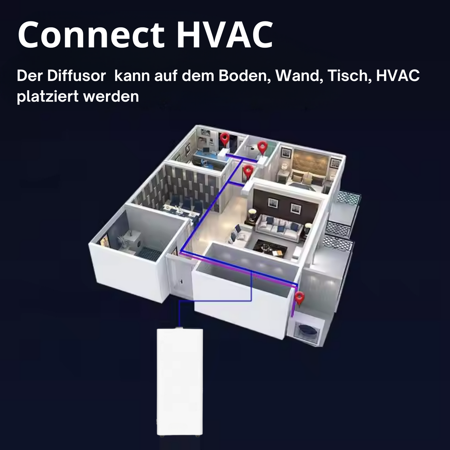 Duftdiffuser Wasserlos Bluetooth / WiFi HVAC CH120 Weiß <180 m2