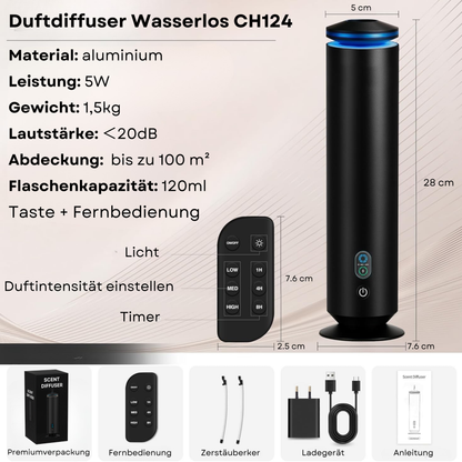Aroma Diffuser Wasserlos Fernbedienung CH123 Schwarz <100 m2