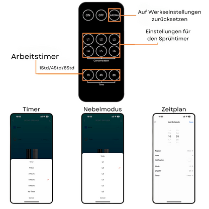 Aroma Diffuser Wasserlos Bluetooth/Fernbedienung CH124 Silber <100 m2