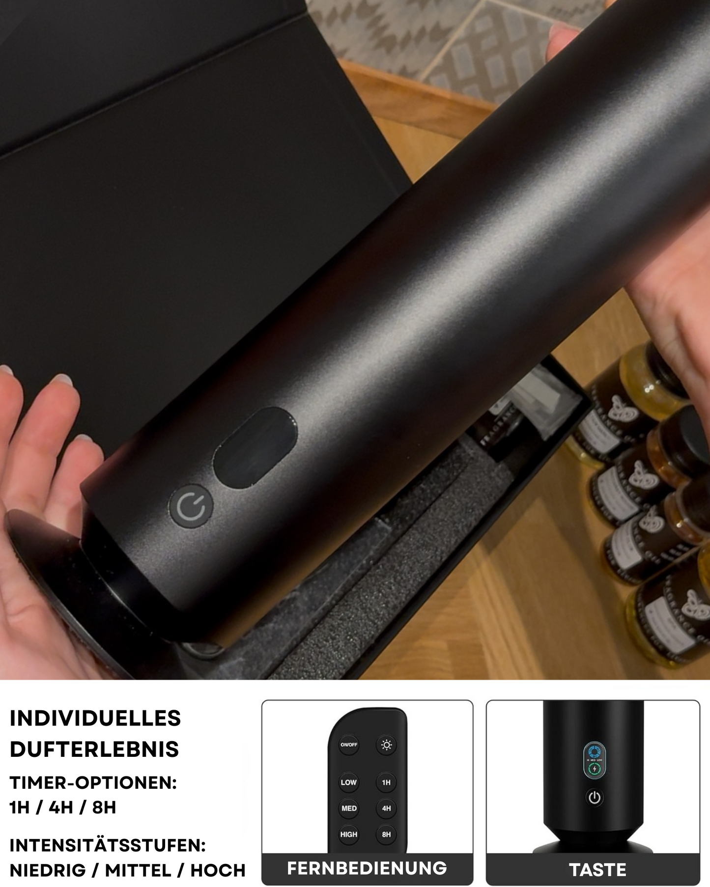 Aroma Diffuser Wasserlos Fernbedienung CH123 Schwarz <100 m2