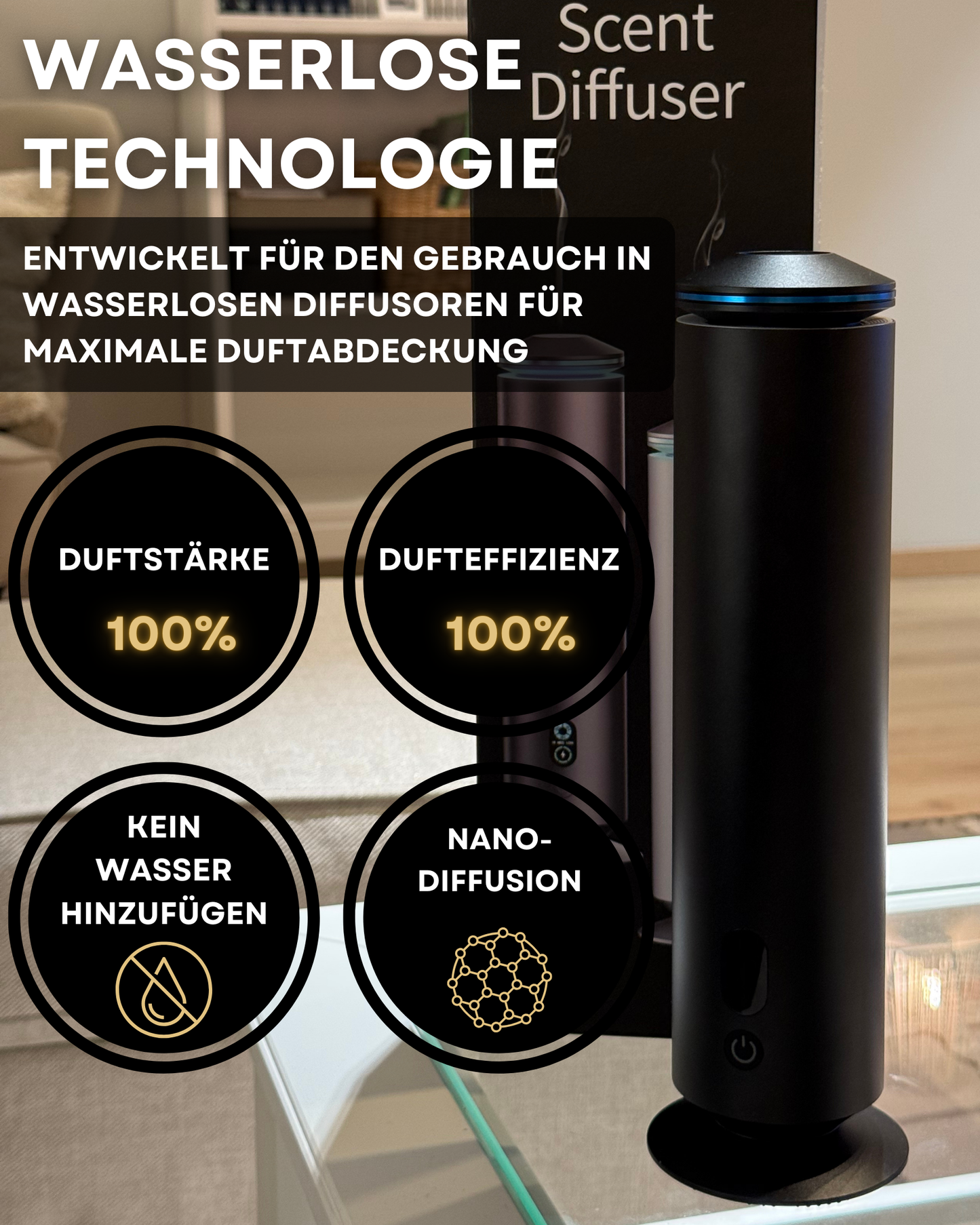Aroma Diffuser Wasserlos Fernbedienung CH123 Schwarz <100 m2