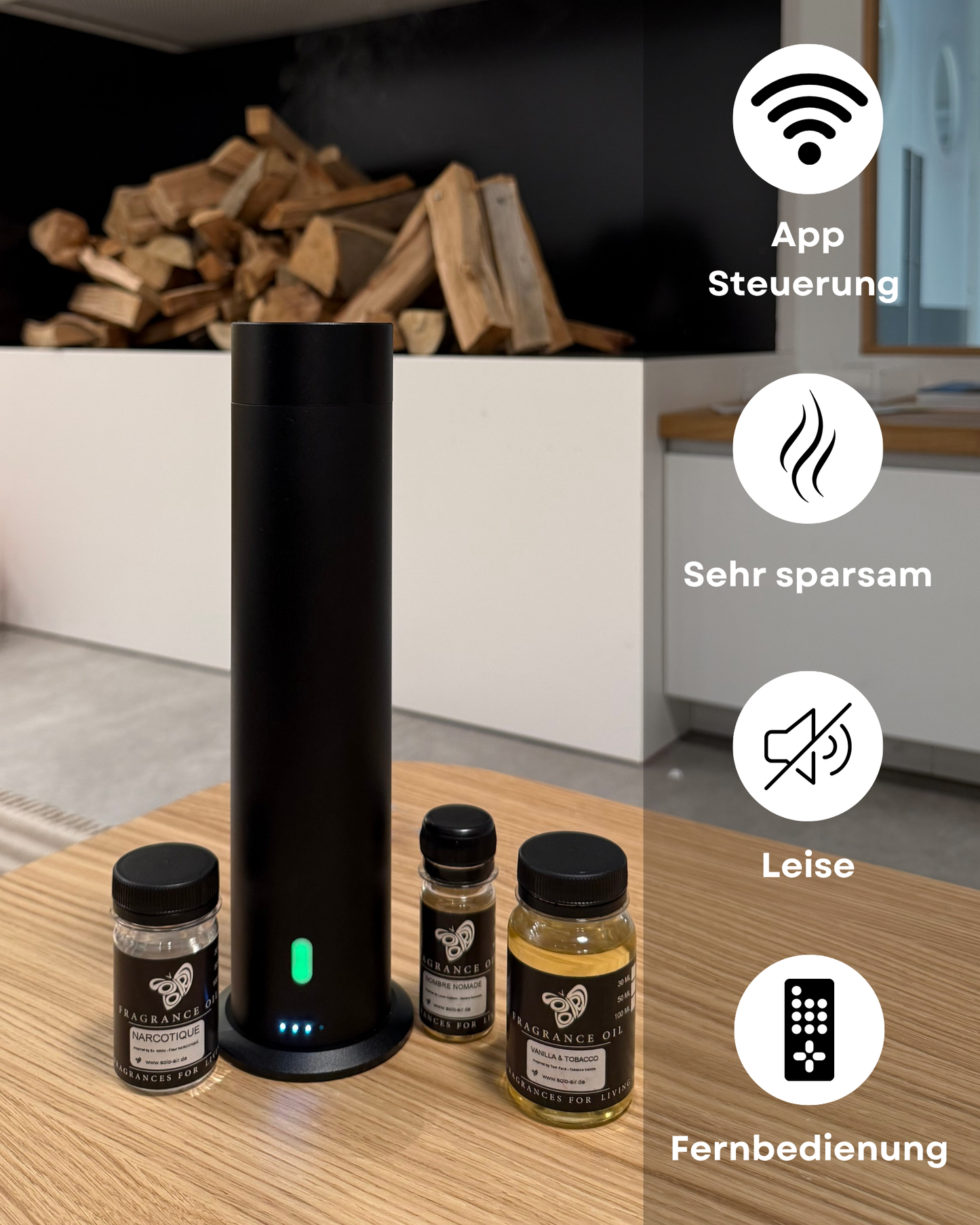 Aroma Diffuser Wasserlos Wi-Fi/Fernbedienung CH124 Schwarz <100 m2