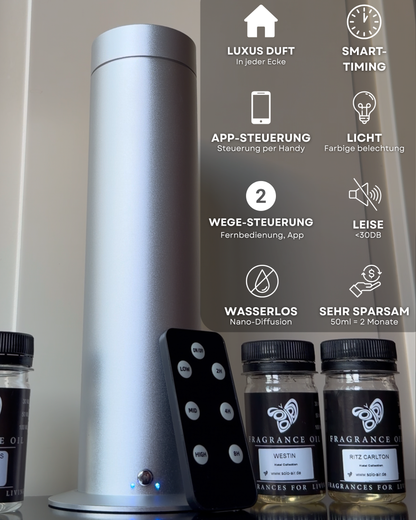 Aroma Diffuser Wasserlos mit Akku CH150 Silber <100 m2