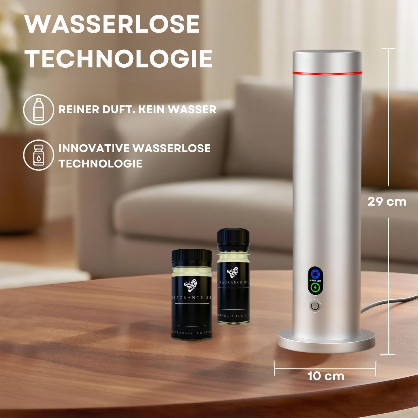 Aroma Diffuser Wasserlos Bluetooth/Fernbedienung CH124 Silber <100 m2
