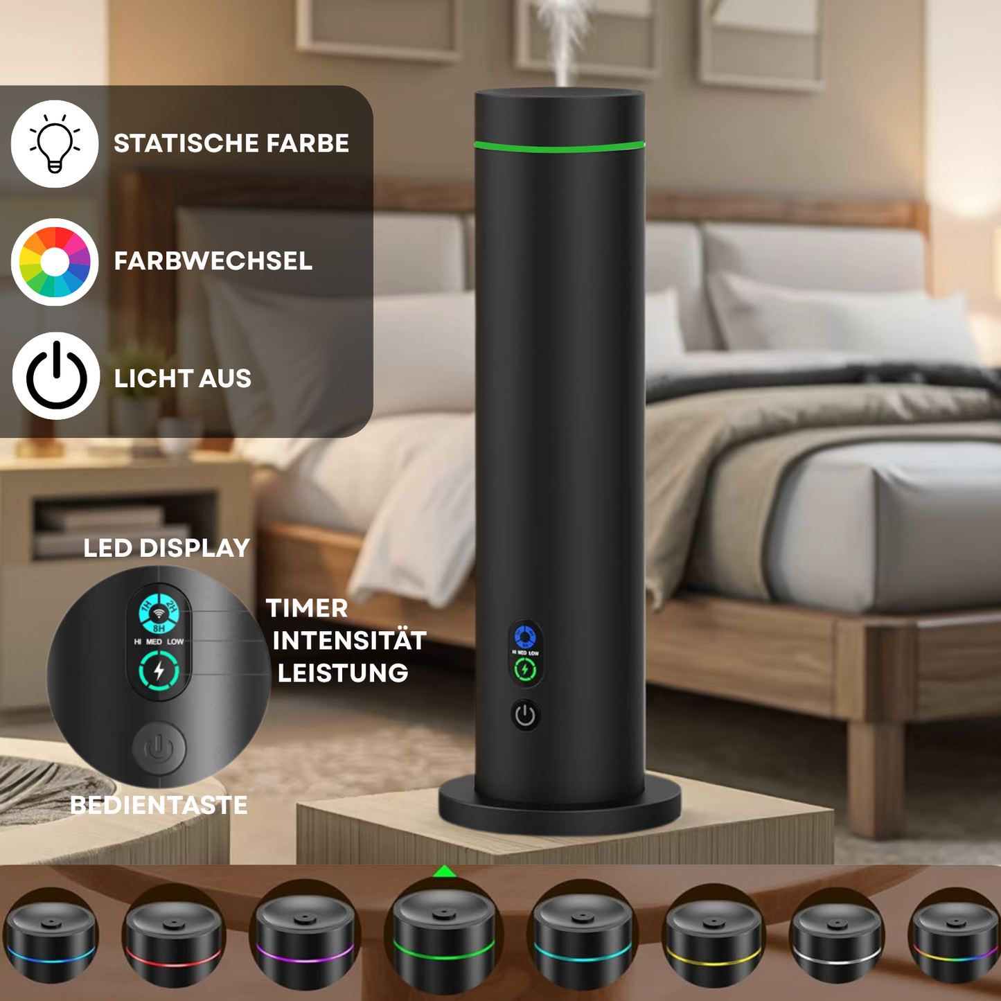 Aroma Diffuser Wasserlos Bluetooth/Fernbedienung CH124 Schwarz <100 m2