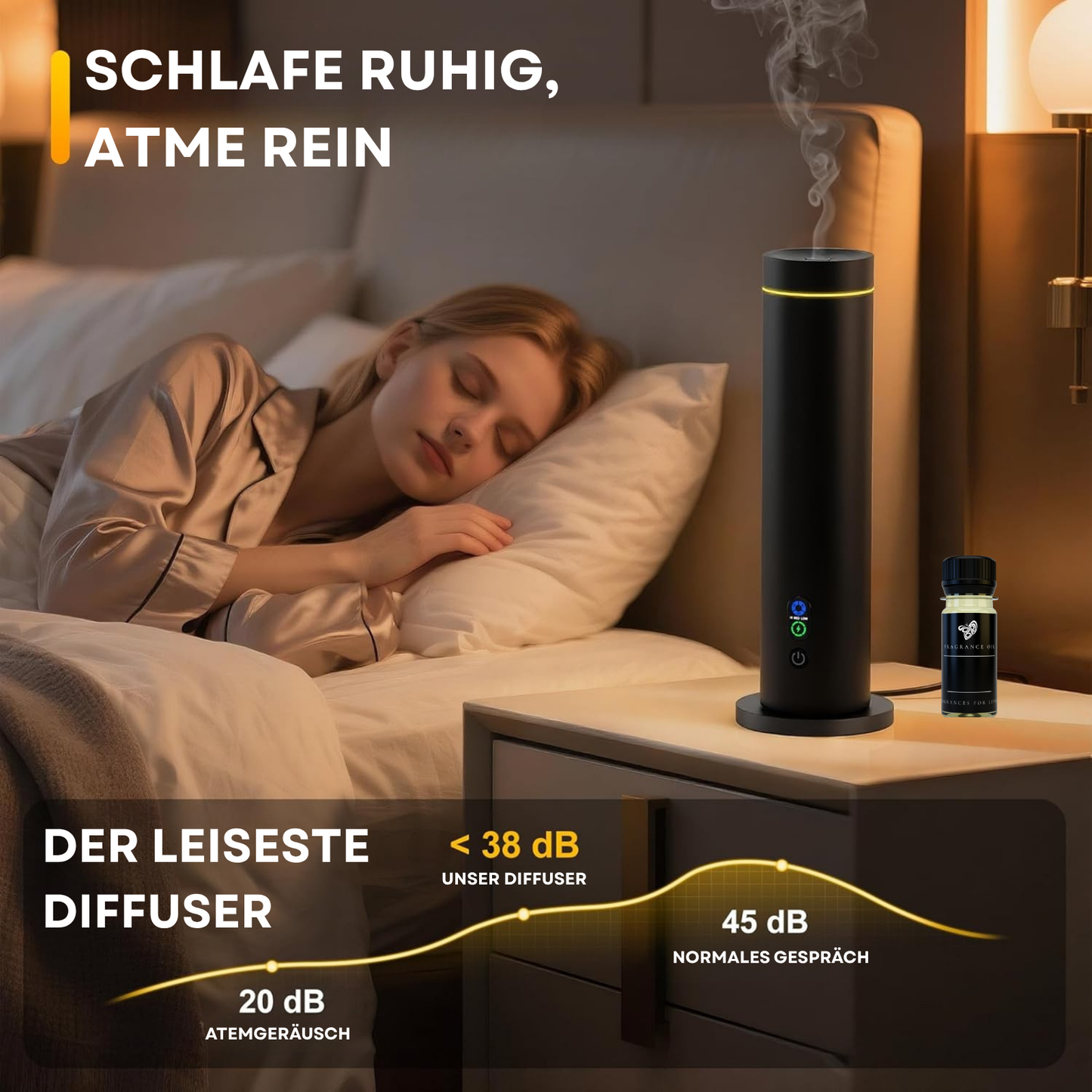 Aroma Diffuser Wasserlos Bluetooth/Fernbedienung CH124 Schwarz <100 m2