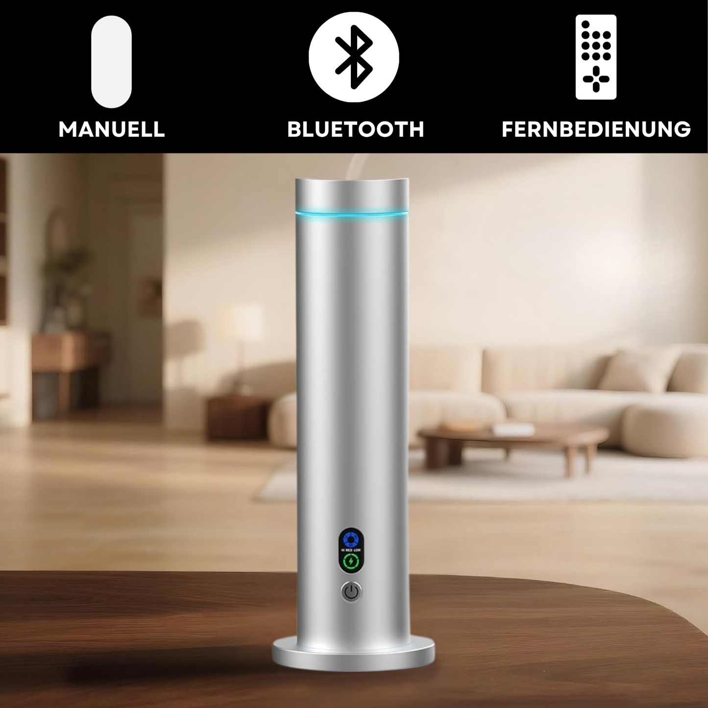Aroma Diffuser Wasserlos Bluetooth/Fernbedienung CH124 Silber <100 m2