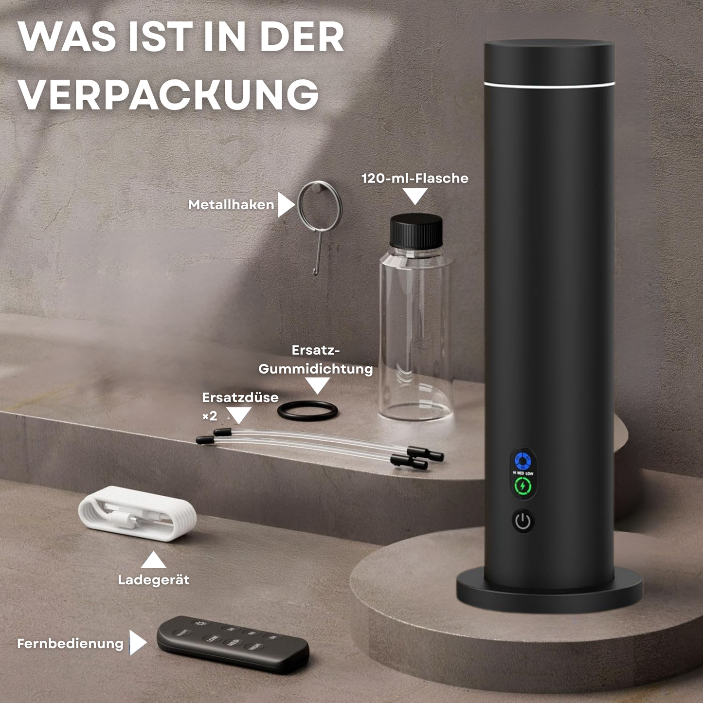 Aroma Diffuser Wasserlos Bluetooth/Fernbedienung CH124 Schwarz <100 m2