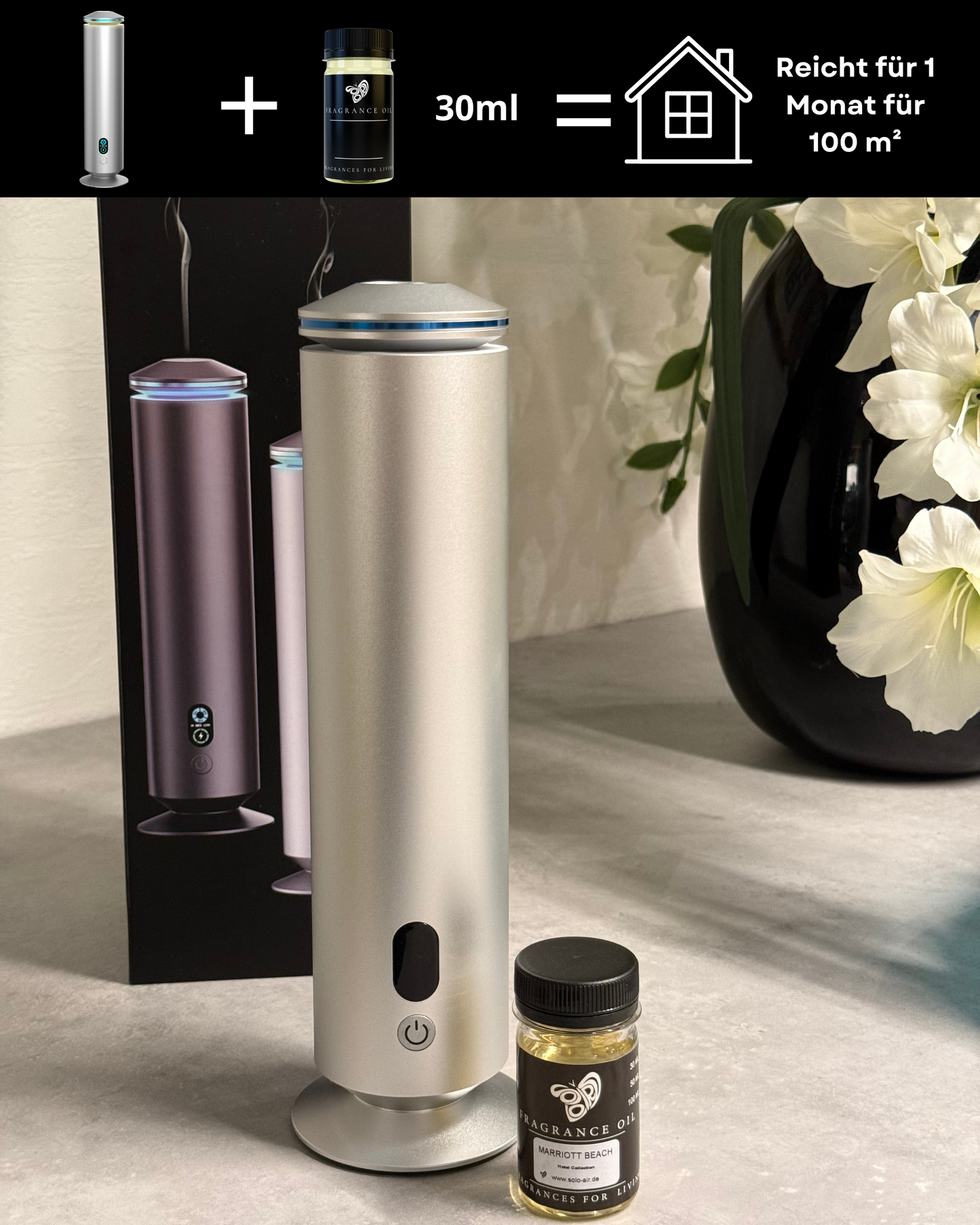 Aroma Diffuser Wasserlos Fernbedienung CH123 Silber <100 m2