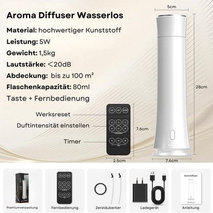 Aroma Diffuser Wasserlos Fernbedienung CH100 Weiß <100 m2