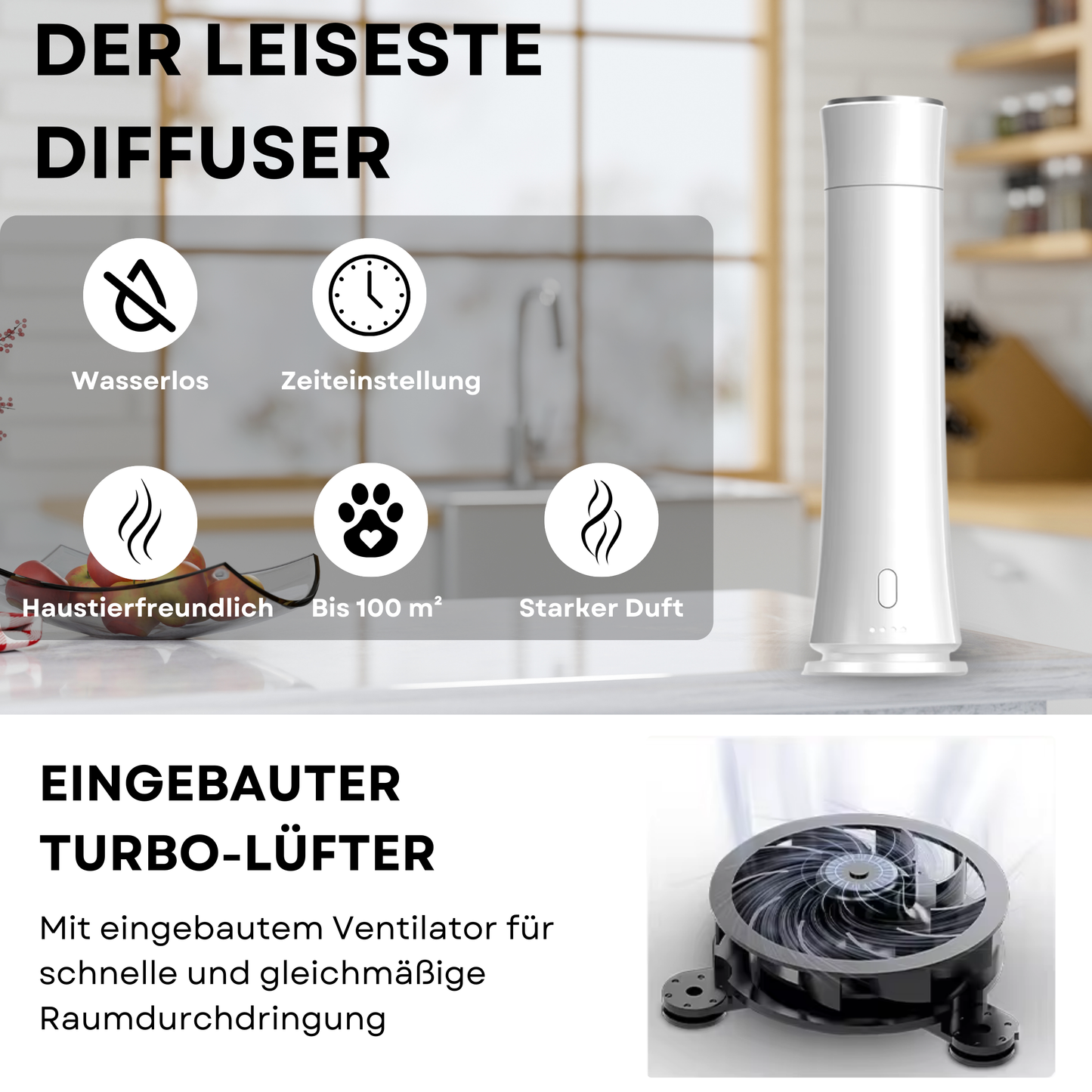 Aroma Diffuser Wasserlos Fernbedienung CH100 Weiß <100 m2