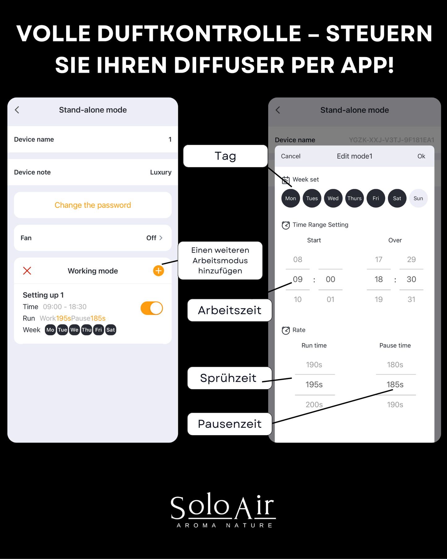 Aroma Diffuser Wasserlos mit Akku CH150 Schwarz <100 m2