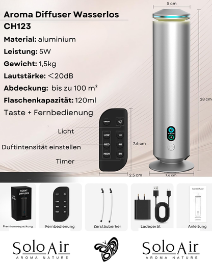 Aroma Diffuser Wasserlos Fernbedienung CH123 Silber <100 m2