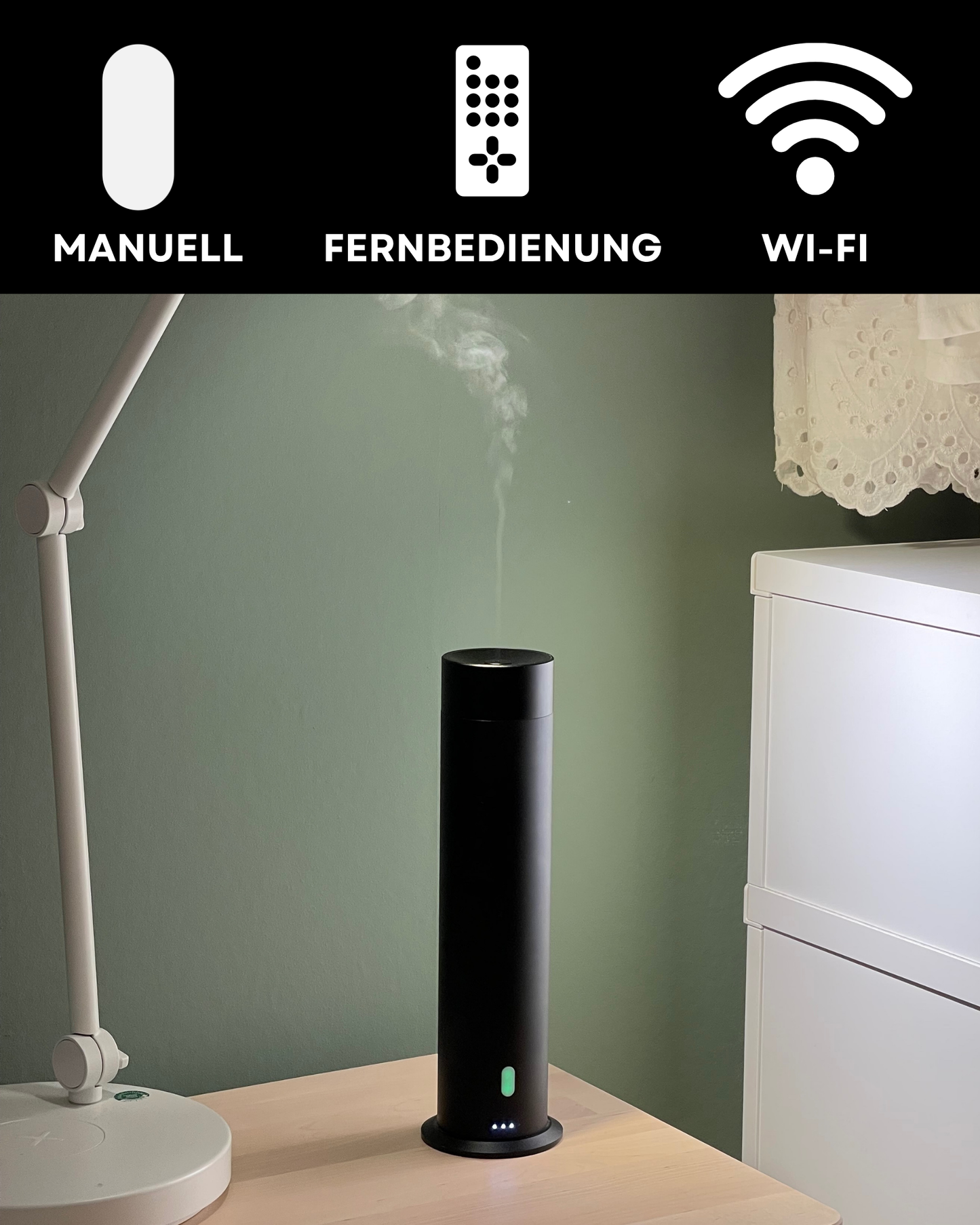 Aroma Diffuser Wasserlos Wi-Fi/Fernbedienung CH124 Schwarz <100 m2