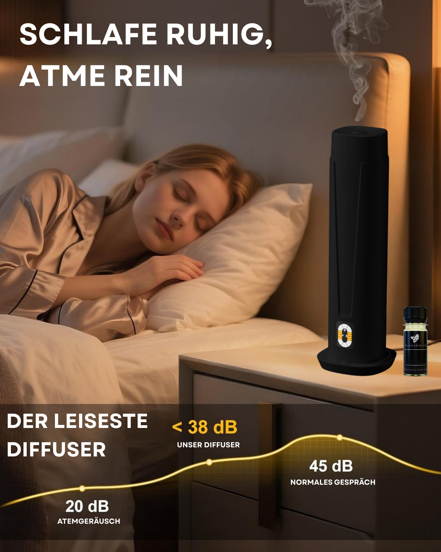 Aroma Diffuser Wasserlos WI-FI/Fernbedienung CH101 Schwarz <100 m2
