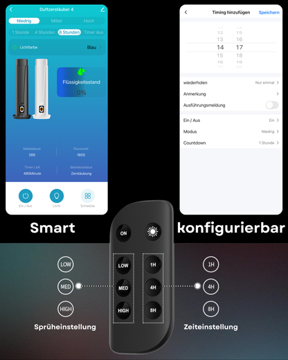 Aroma Diffuser Wasserlos WI-FI/Fernbedienung CH101 Schwarz <100 m2
