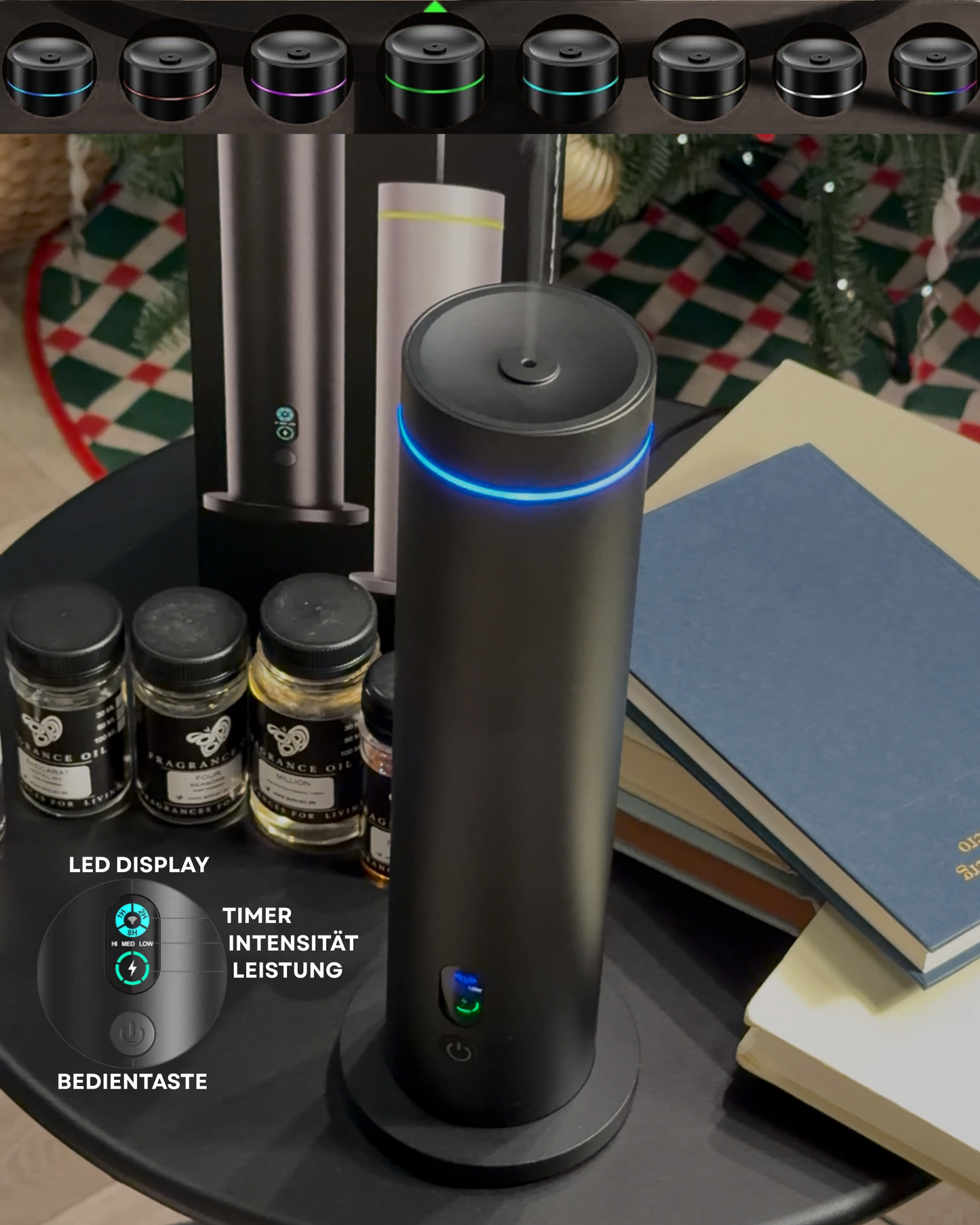 Aroma Diffuser Wasserlos Bluetooth/Fernbedienung CH124 Schwarz <100 m2