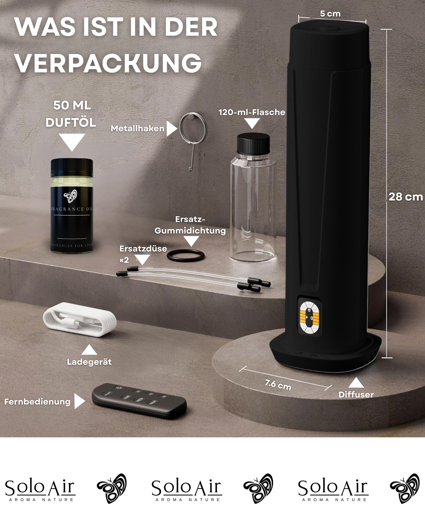 Aroma Diffuser Wasserlos WI-FI/Fernbedienung CH101 Schwarz <100 m2