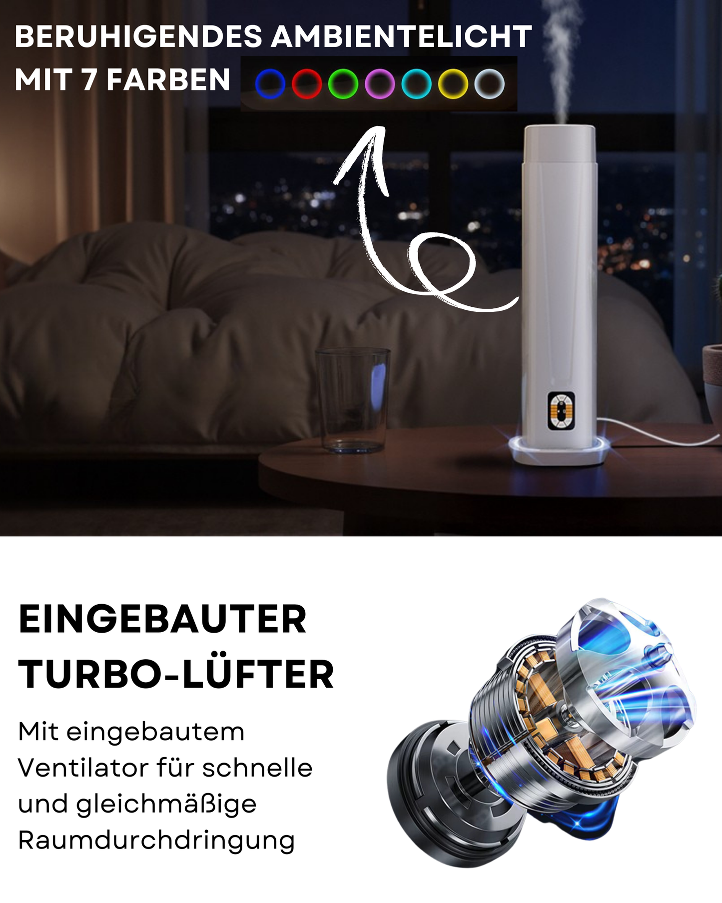 Aroma Diffuser Wasserlos WI-FI/Fernbedienung CH101 Weiß <100 m2