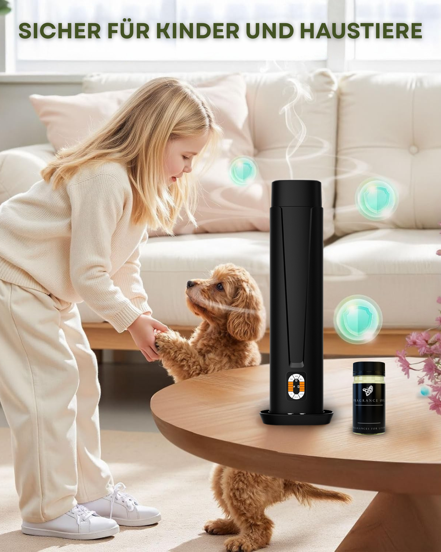 Aroma Diffuser Wasserlos WI-FI/Fernbedienung CH101 Schwarz <100 m2