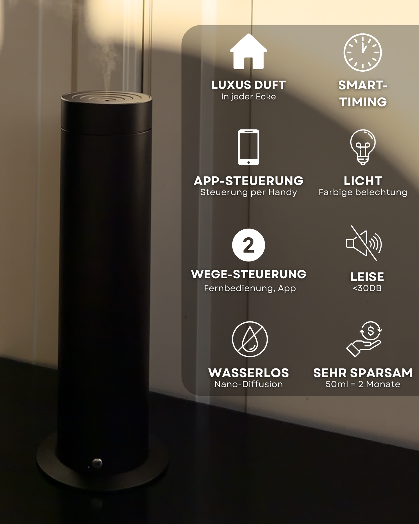 Aroma Diffuser Wasserlos mit Akku CH150 Schwarz <100 m2