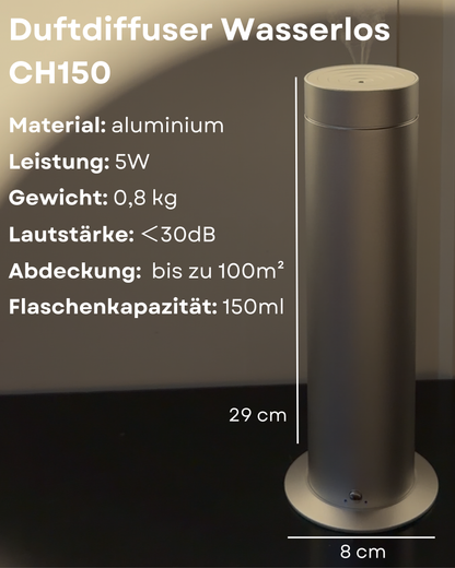 Aroma Diffuser Wasserlos mit Akku CH150 Silber <100 m2