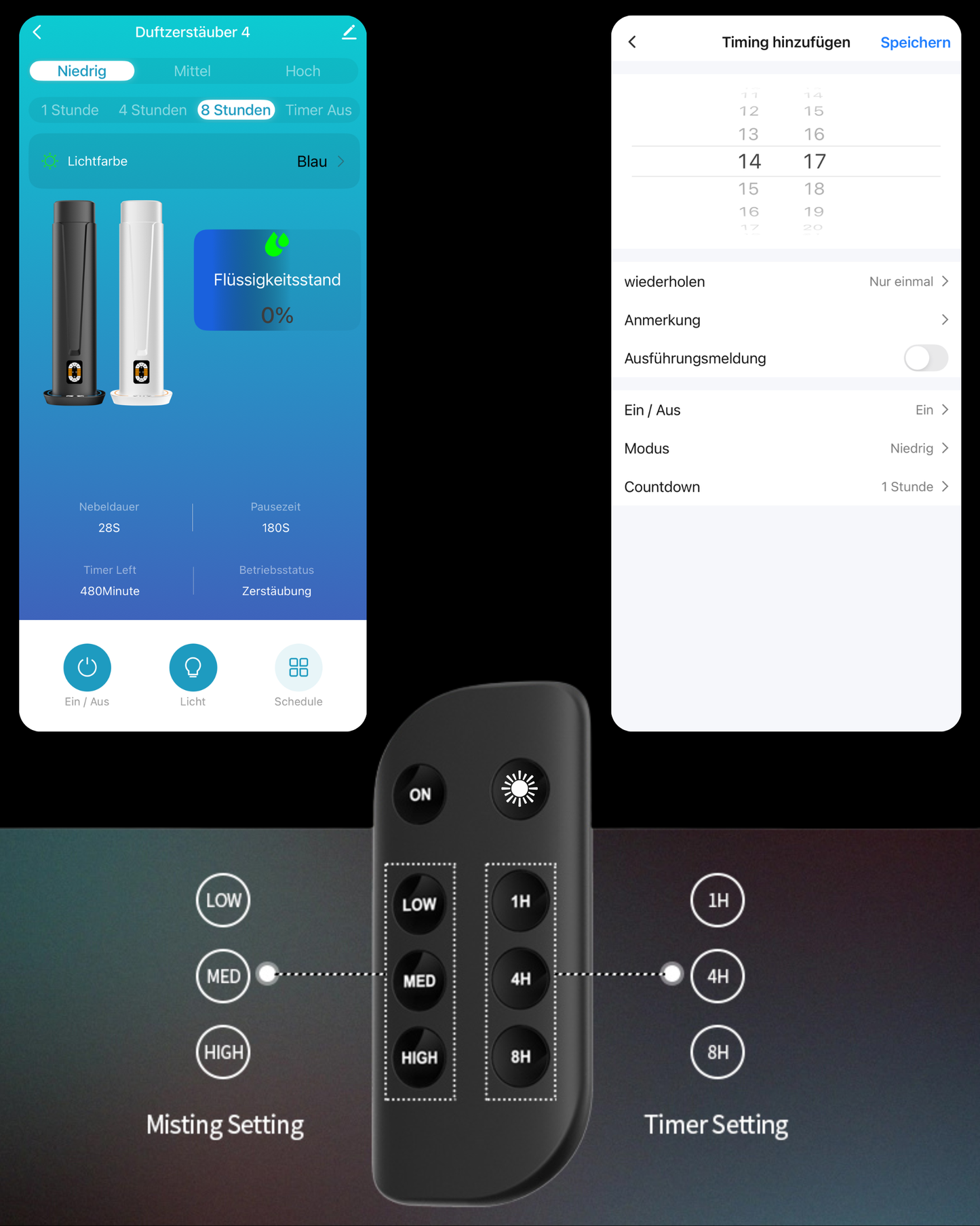 Aroma Diffuser Wasserlos WI-FI/Fernbedienung CH101 Weiß <100 m2